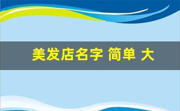 美发店名字 简单 大气